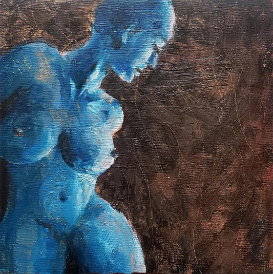 Blue Female Nude on Brown - Rick Frisbie