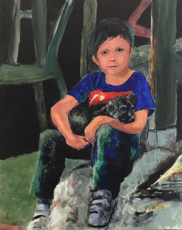 Boy With Puppy - Rick Frisbie