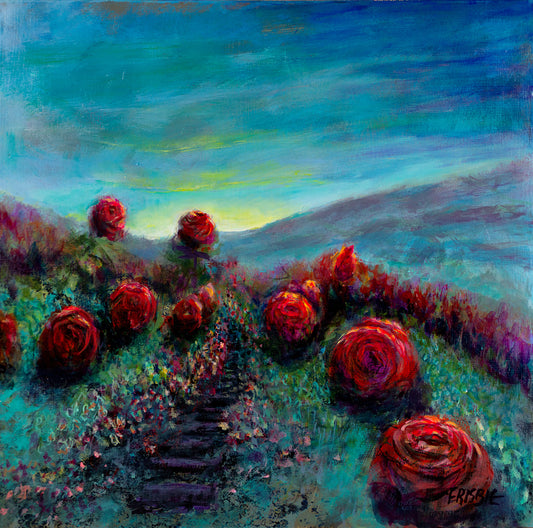 Surreal Roses on Hillside