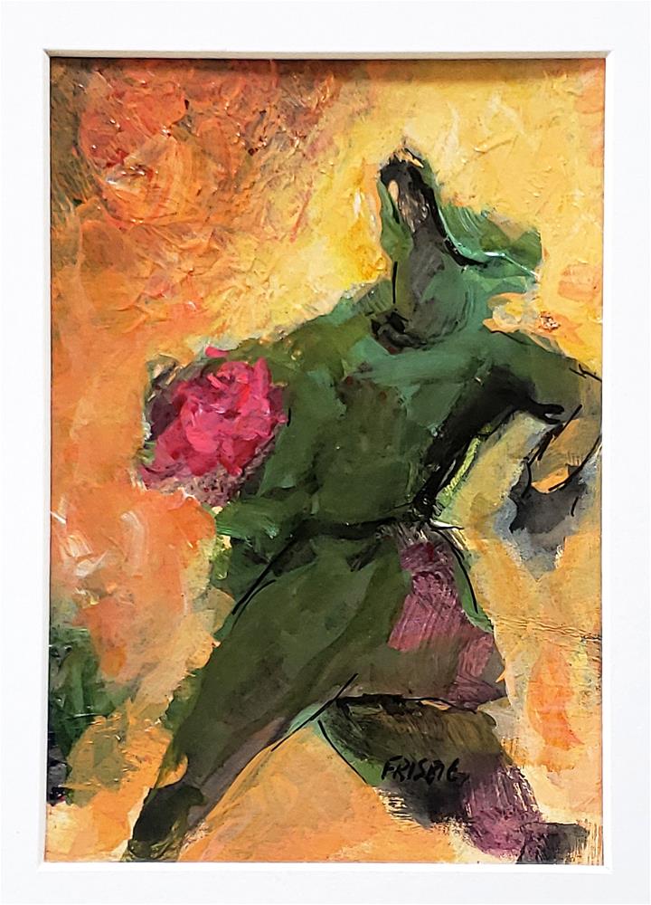 Woman with a bundle of Roses - Rick Frisbie